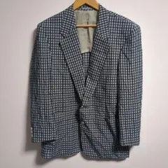 LANVIN PARIS テーラードジャケット チェック　エンボス加工　シルク