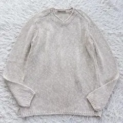 XLサイズ　cruciani クルチアーニ Vネックニット リネン　アイボリーのサムネイル