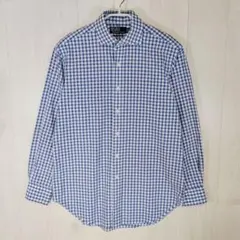 ポロ　ラルフローレン　チェックシャツ　ホワイト✕ブルー　ポニーなし XL