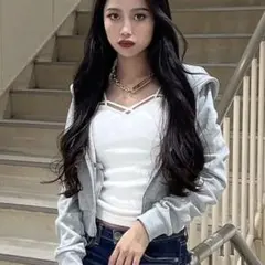 GYDA BASICショートパーカー グレー