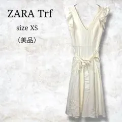 【ザラティーアールエフ】リネンフリルワンピース　背中開き　フリル袖　ロングワンピ