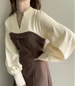 【新品未使用】ジュノア　シャツドッキングカルゼワンピース　ロング丈　S