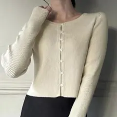 ラウンドネックラメニットカーディガン長袖