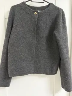 ZARA ノーカラーニットジャケット グレー