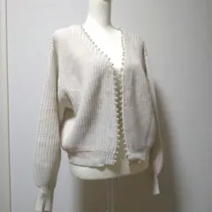 W closet パール付カーディガン ボレロ アイボリー