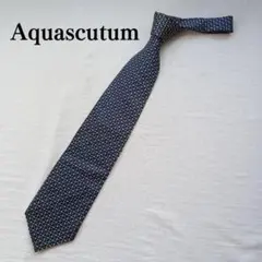アクアスキュータム ネクタイ 紺 格子柄 シルク100％ 高級感【n8780】