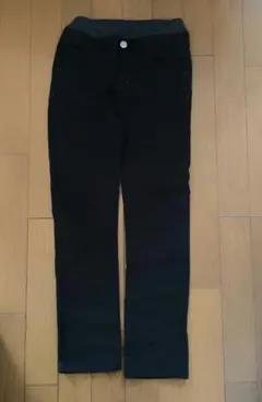 黒 ブラック スリムフィット長ズボン 150cm