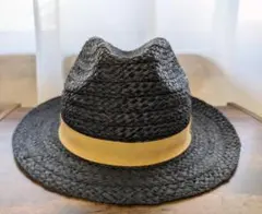 HATS & DREAMS 黒 ストローハット イタリア製のサムネイル