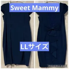 【美品】　授乳ワンピース　フォーマル　パーティドレス　濃紺　バックシャン　LL