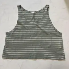 GYDA タンクトップ ボーダー ストライプ ノースリーブ クロップトップ