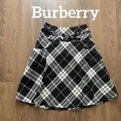 Burberry Londonフレアスカート ブラックとホワイト チェック柄 - メルカリ