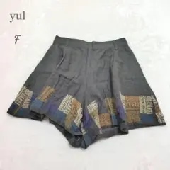 ヨル ショートパンツ F yul アミナ インド製 総柄 ショーパン ゆったり