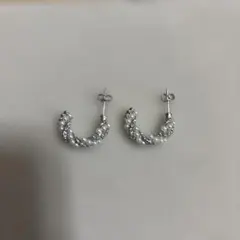 ピアス パール 上品 フープ シルバー 可愛い