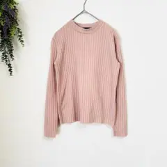 J J Jun BY joo【M相当】リブ編みピンク長袖ニット