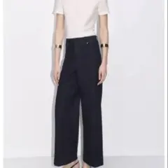 【美品】ZARA WIDE-LEGハイライズ デニムパンツ 38