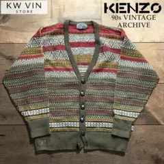 90s KENZO JEANS￤M￤総柄 ヴィンテージカーディガン レトロウールのサムネイル