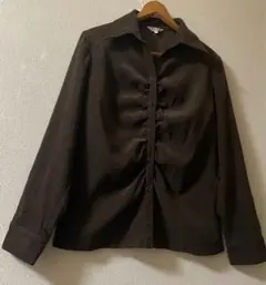 【Angelina.美品】一見、ビロード風 厚手生地、ブラウス兼カーディガン