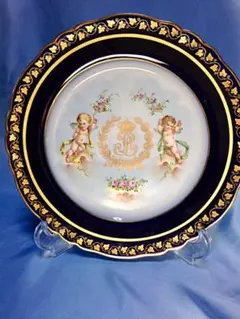 アンティーク・セーブル 大型 18世紀 瑠璃地色絵金彩人物図皿 マリー・ルイーズ アンティーク・セーブル 大型 18世紀 瑠璃地色絵金彩人物図皿