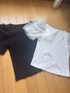 GU パフスリーブ 半袖Tシャツ 2色セット S