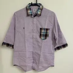 R.NEWBOLD 紫色 チェック柄シャツ Mサイズ
