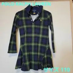 PoloRalph Lauren チェック柄長袖ワンピース4/4T 110cm