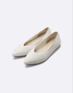 GU ウォッシャブルニットフラットシューズ　シルバー　23 パンプス