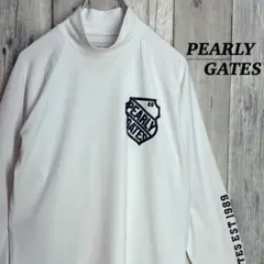 ✩新品タグ付き✩ PEARLY GATES モックネック長袖グレーサイズ3M相当 12G天竺×インターシャ クルーネックニットプルオーバー | PEARLY GATES