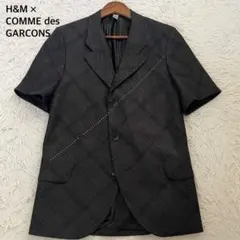 ✨超希少✨ 꼼데가르송 ×H&M テーラードジャケット ステッチ チェック Ｌ