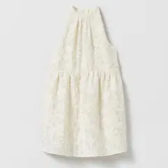 Zara 花柄ホワイト ノースリーブワンピース