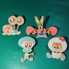 スポンジボブ　ゲイリー　イカルド　サンディ　カニカーニ　ピンズ　ピンバッジ