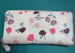 COACH ラウンドファスナー長財布 花柄 レザー長財布