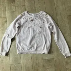 150サイズ　H&M 星とラメの春色ピンクトレーナー