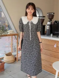 SHEIN 花柄ワンピース 黒