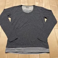 最終値下げ★イッカ 重ね着風カットソー M グレー 　長袖　ゆったり　Ｔシャツのサムネイル
