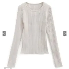 匿名配送♡GRL グレイル アイボリー リブ編みニット Lサイズ トップス 無地