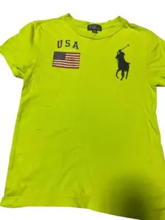 ポロ ラルフローレン キッズ Tシャツ USAロゴ 刺繍ポニー 黄緑 140cm