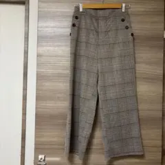 チェック柄 ワイドパンツ