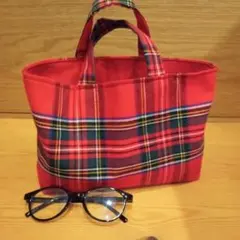 再販!可愛い❤赤タータンチェックトートバッグ（ハンドメイド）