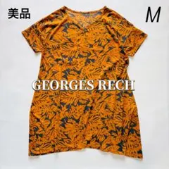 美品GEORGES RECH【ロング丈半袖トップス】ボタニカル柄 チュニックのサムネイル