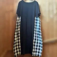 r.p.s 黒とチェック柄のカットソーワンピース