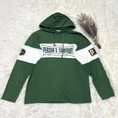 【PERSONS】パーカー/フード付き/緑/グリーン/長袖/ロゴ/カジュアル