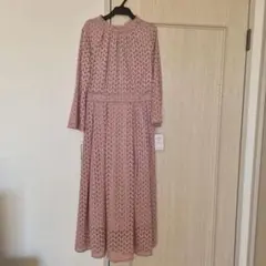 ピンク フレアスリーブ リボン付き ワンピース