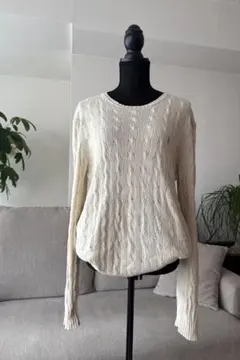 Ralph Laurenアイボリー ケーブルニットセーター 長袖