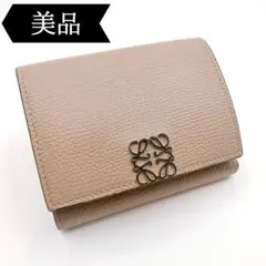 ◇ロエベ◇レザー/アナグラム/トライフォールド/コンパクトウォレット/折り財布