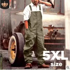 オーバーオール　5XL カーキ　サロペット　カーゴパンツ　作業着　つなぎ　Y2K