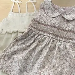 花柄ワンピースとニットワンピース2枚セット