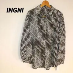 新品タグ付 INGNI イング アソート柄 ブラウン系 長袖シャツ M