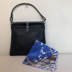 ☆ゲラルディーニ☆イタリア製パーティバック(残念ながら難あり)&綿シルクハンカチ