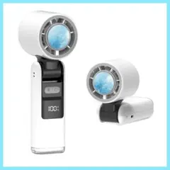 手持ち扇風機 大容量バッテリー 冷却プレート付 LED付 折り畳み 急速充電