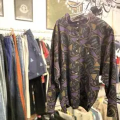 ♯185 Leilian 長袖シャツ ブラウス 総柄 ノーカラー9号 レディース